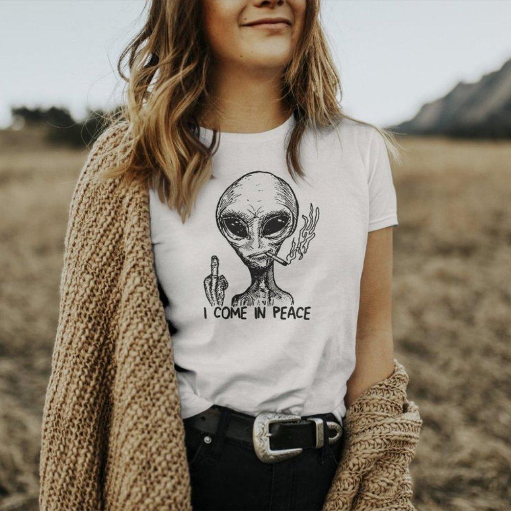 Alien Shirt Middle Finger Shirt Funny Ufo Shirt